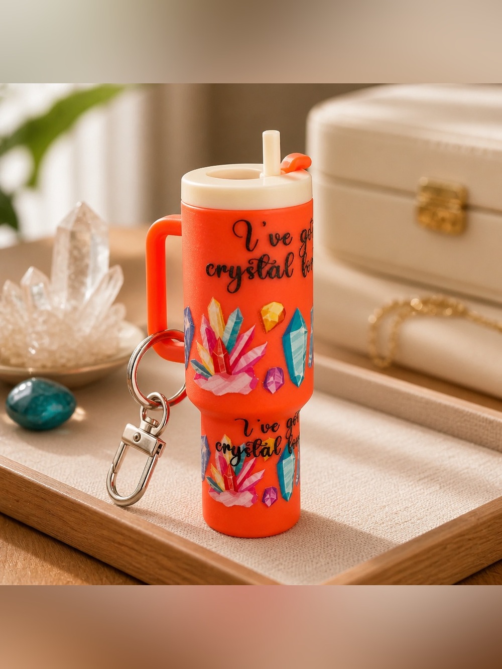 Crystal Vibes Pinkish/Orange Mini Tumbler Keychain